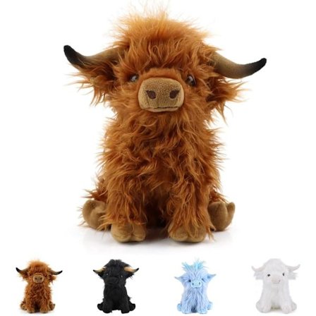 Skotsk Highland Ku Plysjleker, 11,8 tommer Myke og Kosete Plysj Fylte Dyr, Brun