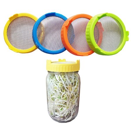 4 stk. spirelåg i plastik med skærme i rustfrit stål til 86 mm bredmundede glas