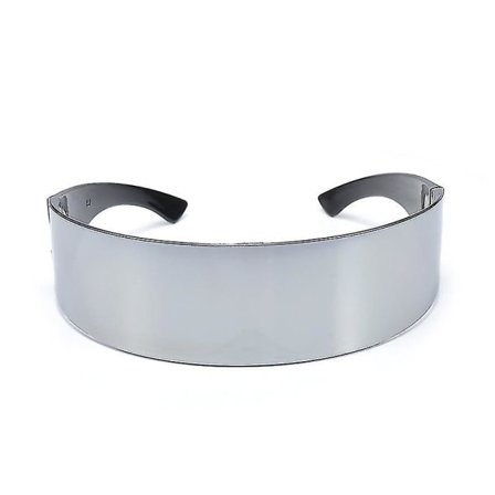 80-talets futuristiska Cyclops Punk Visor solglasögon med klara spegelglas, One Size (Multi Option) A