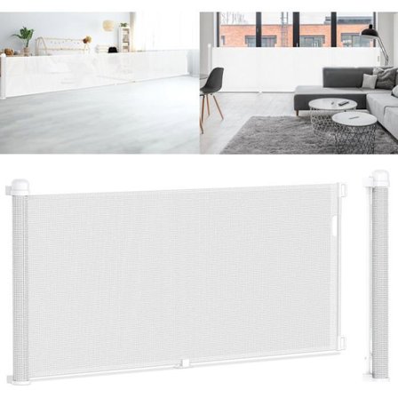 UISEBRT Skyddsgaller för trappa i PVC 0 till 300cm Utdragbar Säkerhetsgrind för Kök, Trappor, Dörrar (Vit)