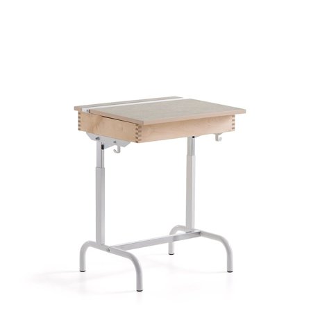 Schultisch 188, Linoleum, weiß/grau