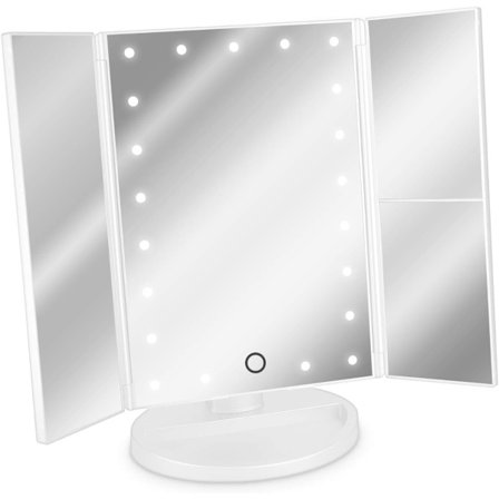21 LED Touch Dimming Makeup Mirror with Lights, Trifold Vanity Mirror Offers Daylight Experience Everywhere
