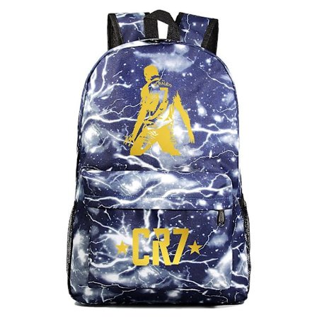 CR7 Ryggsekk med USB-lading, ideell for gutter og jenter, passer til bærbar PC, skolesekker med tyverisikring, flott for reiser Mochila