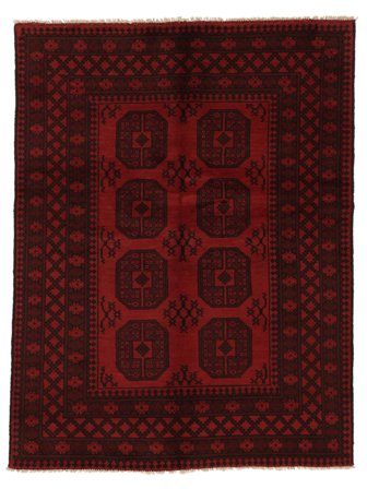 Noué À La Main Afghan Fine Tapis 143X191 De Laine Noir/Rouge Foncé Petit