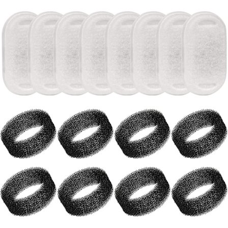 Kattefontænefilter, 16 stk. udskiftningsfilter til katte- og hundefontæner, aktivt kulfilter til kattefontæne 3,2l rustfrit stål (8+8 stk.)