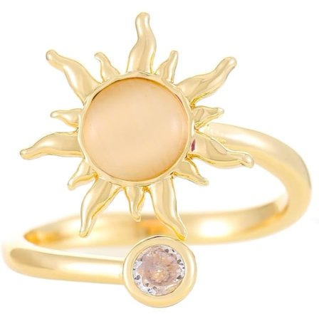 Celestial Sun Ring Justerbara Kopparringar Nätta Solsmycken för Kvinnor