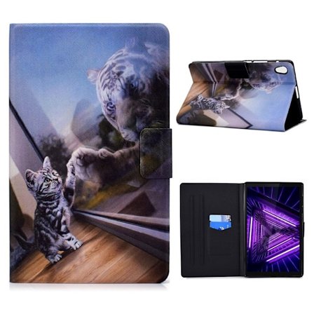 Lenovo Tab M10 HD Gen 2 läderfodral med vackert mönster - Katt Och Tiger