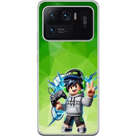 Kompatibelt Mobildeksel til Xiaomi Mi 11 Ultra Roblox-inspirert gamerfigur med headset, håndkontroll og energiske effekter mot grønn bakgrunn