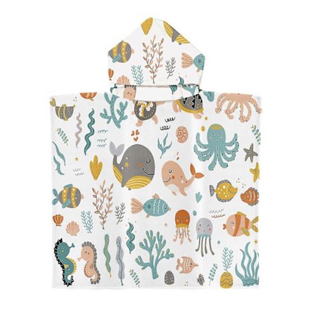 Kylpypyyhe hupulla, lasten ponchopukupyhe, uimaranta, suihku, 60 x 60 cm