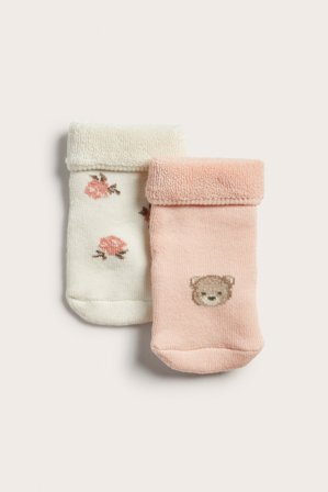 Newbie | Mönstrade babystrumpor 2-pack | Ljusrosa