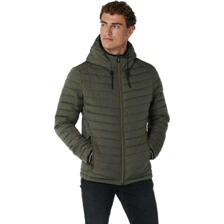 No Excess, Jacket short fit hooded padded moss Groen, Heren, Maat:S