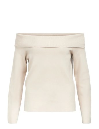 Objreynard L/S Re Off Shoulder Knit Div Cream Object