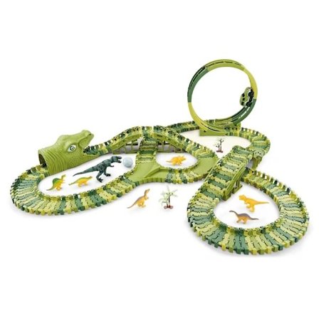 Iso dinosaurusautorata – 260 osaa – joustava rata dinosauruksilla, silloilla ja tunnelilla