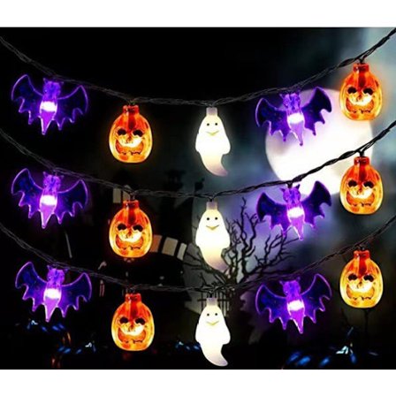 Halloween-fladdrar med lampor, pumpa-fladdrar dekorativa lampor, 20 LED Halloween-dekoration lampor, ljusslingor stil 1-10