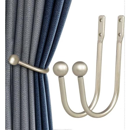 Gardinbinding, 2 stk. Vægmonterede draperiholdere med skruer, kraftige dekorative vinduesdraperiholdere gardinkrog, sølv (FMY)