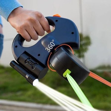 Dobbelt Udtrækkelig Hundesnor med Lys og Svingfunktion