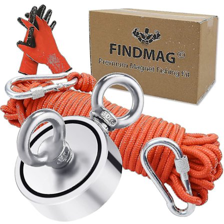 Aespa Magnetisk Fiskesæt, 300 kg Stærk Trækkraft Fiskemagnet, Neodymium Rund Magnetfiskeri med Dobbeltsidede Ringe, til Genfinding i R