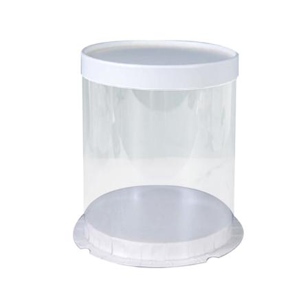 Transparent rund presentförpackning Tårta lådor Födelsedag Bröllop Dessertförpackning för case White Double layer