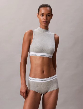 Calvin Klein Lightly Lined Mockneck Bralette - Grey - L