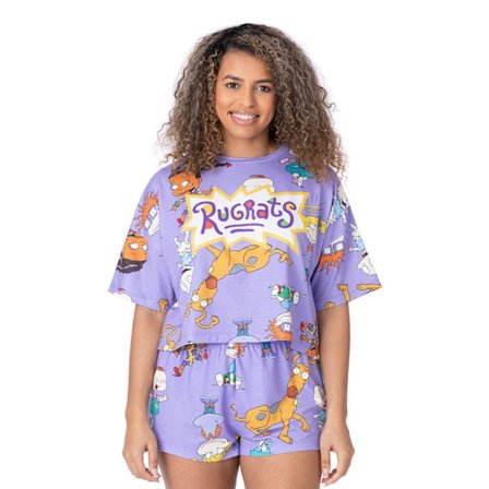 Rugrats Dam/Kvinnor All-Over Tryck Kort Pyjamasset XL Lila