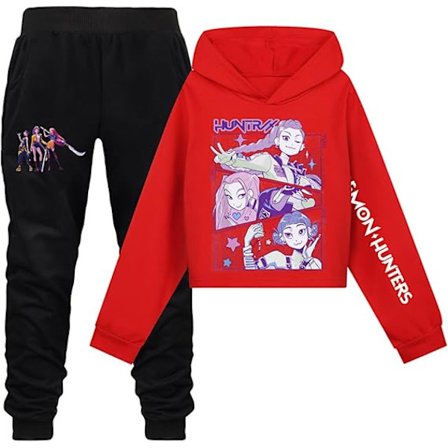 kpop demon hunders Jentehettegensere 2 STK Demon Langermet Sweatshirts og Joggebukser Hunters Tegneserie Anime Klær Antrekk