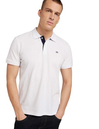 Tom Tailor Basic Polo With Contrast - White - S