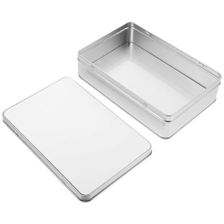 Sublimationsæske til gør-det-selv brug med 3 stk. sølvfarvede rektangulære opbevaringsæsker i jern