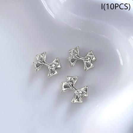 10 kpl Alloy Bownot Nails Art Decoration Sliver Gold Nail Charms I