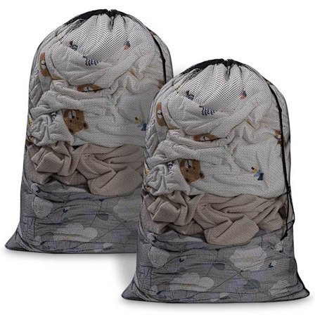 Tvättkasse Stor för Tvättmaskin Tvättkasse för BH:ar, Underkläder, Strumpor, Tights, Strumpor och Babykläder 60 x 90 cm (2-pack Svart)