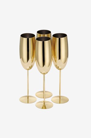 Oak & Steel - Champagneglas 4-pak - Guld - Vinglas - Fra Homeroom