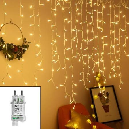 UISEBRT 400 LEDs Lämmin valkoinen jäätävä sadenauhavalot ulkokäyttöön sisätiloihin 8 tilassa (10m)