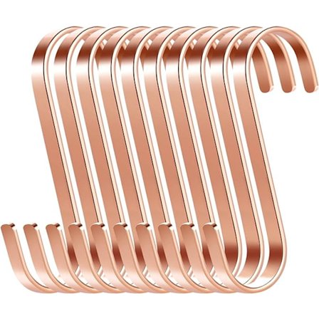 10 kpl 7,7 cm S-muotoisia koukkuja ruostumattomasta teräksestä keittiöön, kylpyhuoneeseen, toimistoon (ruusukulta)