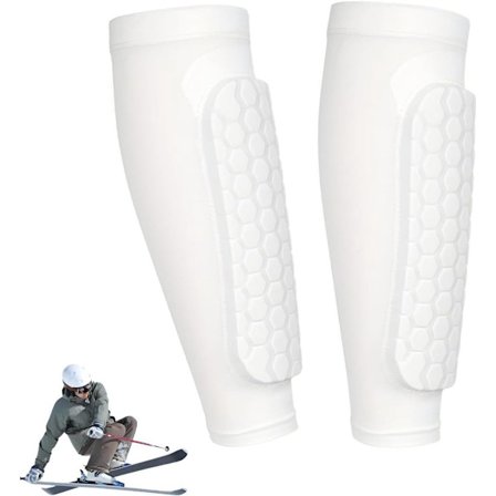 Compression Socks with Honeycomb Padding - Sports Shin Guards (1 Pair, Size L)