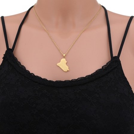 Halskæde i rustfrit stål til kvinder, Republikken Iraks kort vedhæng, bedste gave til familie eller venner