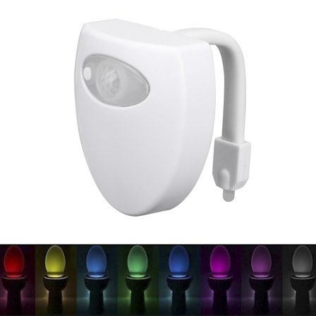 Toalettlampa med rörelsesensor, Toalett nattlampa, 1-pack, 8-färger