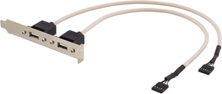 Deltaco USB-panel - 5-pins USB 2.0-hode (hunn) til USB (hunn) - 30 cm - beige