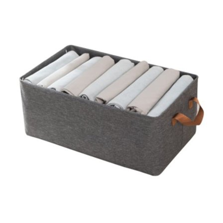 Vaatteiden säilytyslaatikko, taitettava kationinen vaatteiden järjestäjä kahvalla makuuhuoneen kaappiin, harmaa