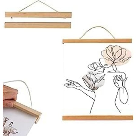 2 stk. Posterholder, Naturtræ Magnetramme, Magnetisk Træ Foto Ramme, Magnetisk Posterophæng, Magnetisk Poster Kunstophæng (41cm)