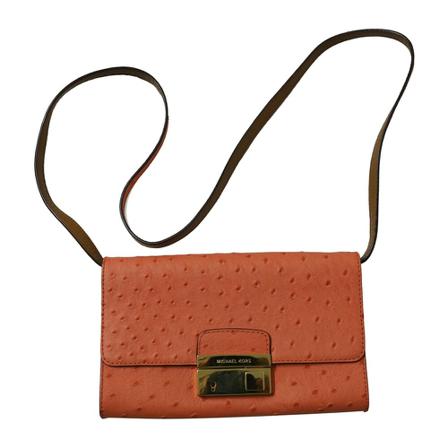 Michael Kors Pre-owned Embossed Ostrich Skin Clutch Tas in Leather , Oranje , Dames , Maat: ONE Size Vintage Tassen