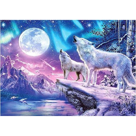 Diamantmaleri Ulv Dyresett for Voksne, DIY Full Diamant Diamantkunstsett for Voksne Hjemmeveggdekor Ulv 15,7X11,8 tommer