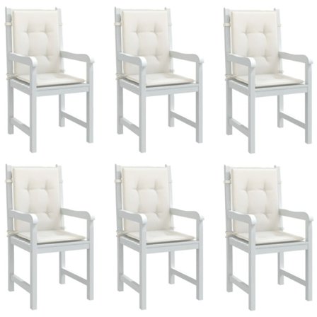 Stolsdynor lågt ryggstöd 6 st melerad gräddvit 100x50x4 cm tyg