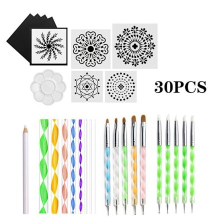 30PCS Dotting Maleri Værktøjer Med Mandala Sæt Pen Dotting Med Kit Kuglepen Stylus Ler Skulptur Udskæring Værktøjer Til Ler Keramik Håndværk, Maleri 
