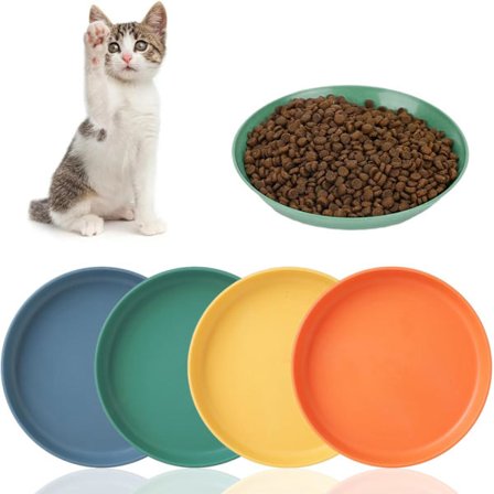 Lavvandede kæledyrsskåle, 4-delt whiskers-træthedsfri madskåle til katte og små hunde, vippede skridsikre plastikfoderskåle til sen