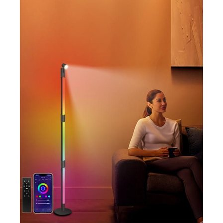 {hw}SWAREY Golvlampa Vardagsrum LED Ambient Light Bluetooth RGB Färg APP Kontroll Musiksynkronisering 135cm