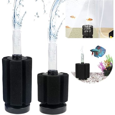 2 stk. Akvarie Betta Filter, Svampe Biokemisk Filter, Akvarium Fisketank Mini Filter, Akvarie Tilbehør til Fisketank Fisk Rejer Oxygenavl (Sort)