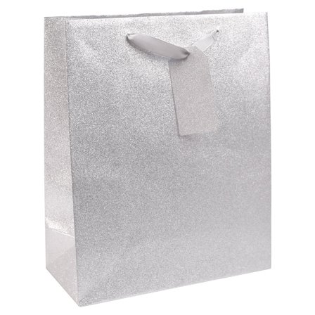 Glittrig Presentpåse Silver Mellan