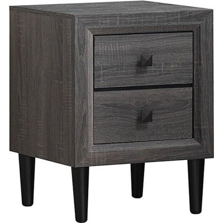 COSTWAY Moderni yöpöytä kahdella laatikolla, 40 x 39,5 x 55 CM, massiivipuujalat ja -kahvat, harmaa