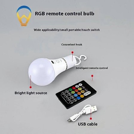 E27 RGB Oppladbar Lyspære med Fjernkontroll og Timer Dimbar Berøringskontroll 2700