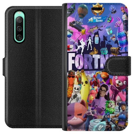Sony Xperia 10 IV Plånboksfodral Full of popular skins, weapons, llamas, Victory Royale symbols, and colorful details from the game's universe.