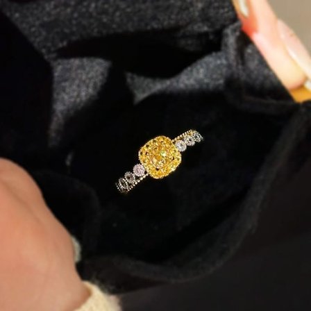 Justerbar Ring, Gule Zirkonsteiner Kvinner & Jenter, Gave Til Ham